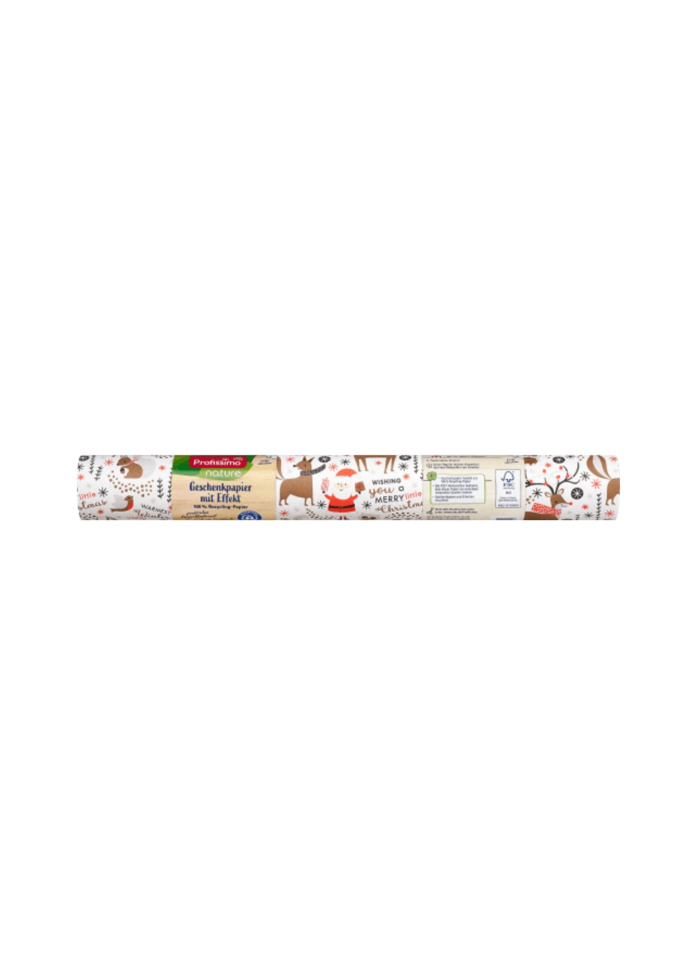 Inpakpapier natuur kleine kerst korte rol, 3 meter