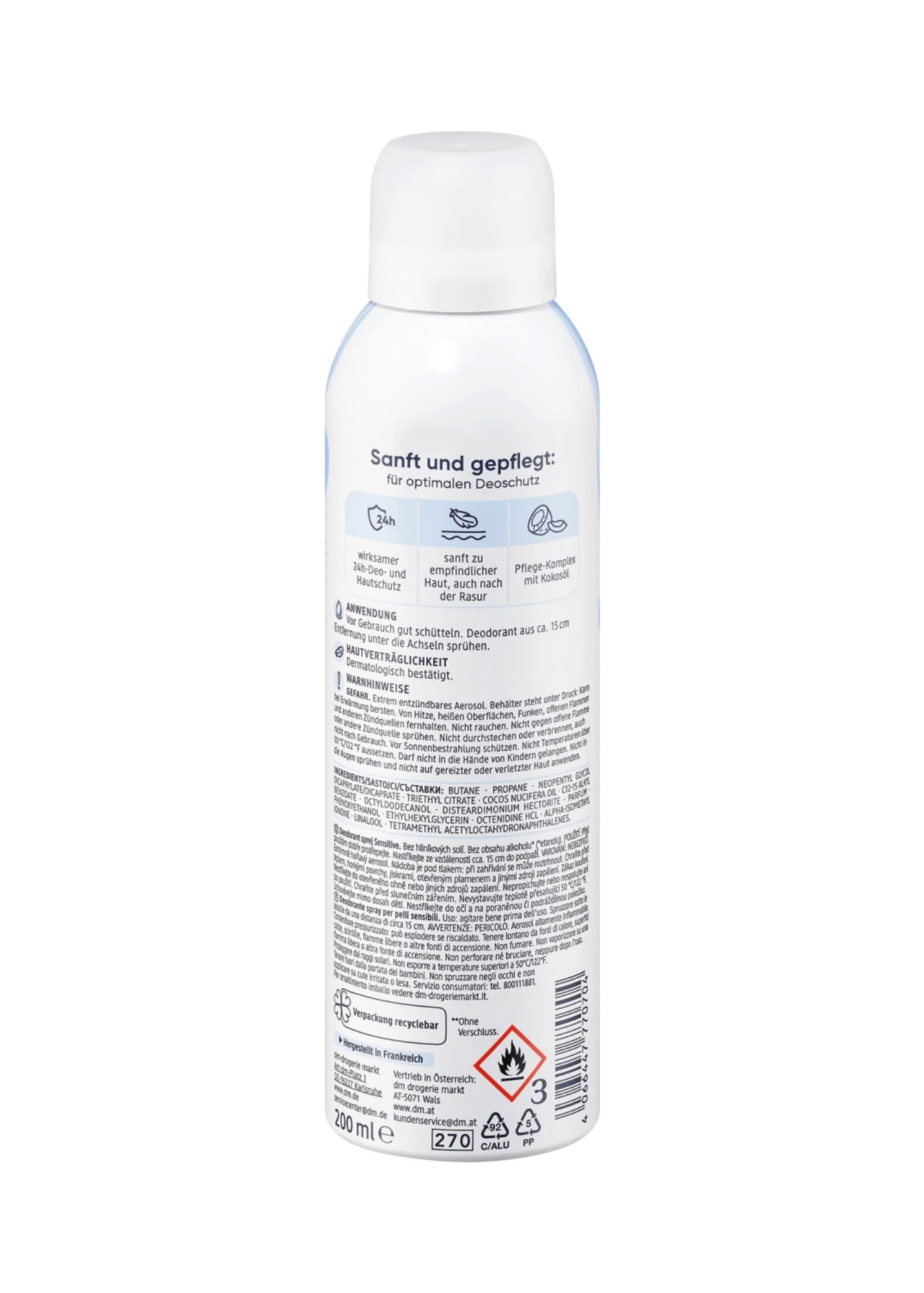 Deodorantspray gevoelig, 200 ml