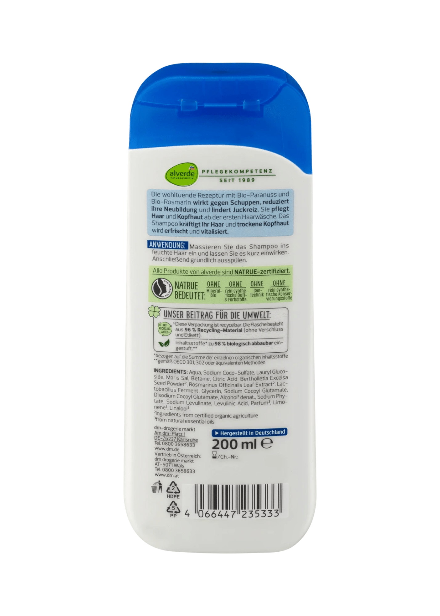 Shampoo Anti-Schuppen Paranuss, Rosmarin, 200 ml