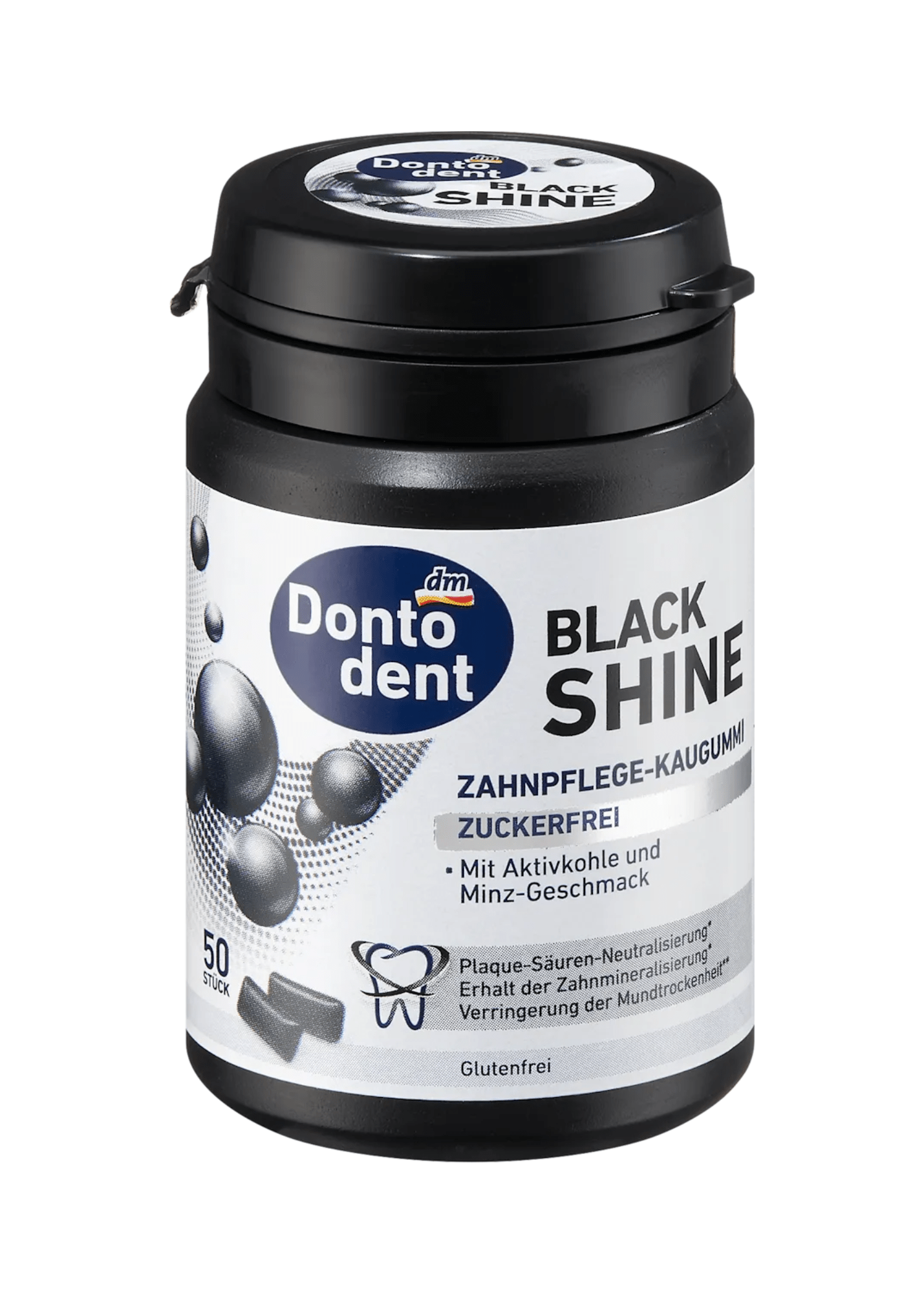 Kauwgom, Black Shine met actieve kool, 50 stuks