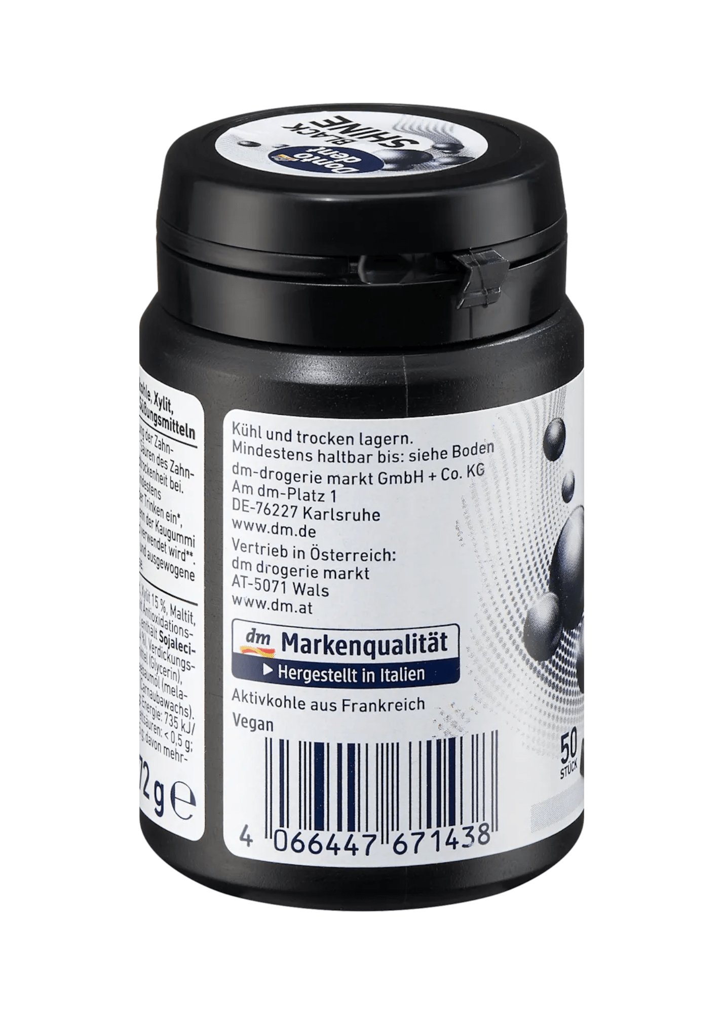 Kauwgom, Black Shine met actieve kool, 50 stuks
