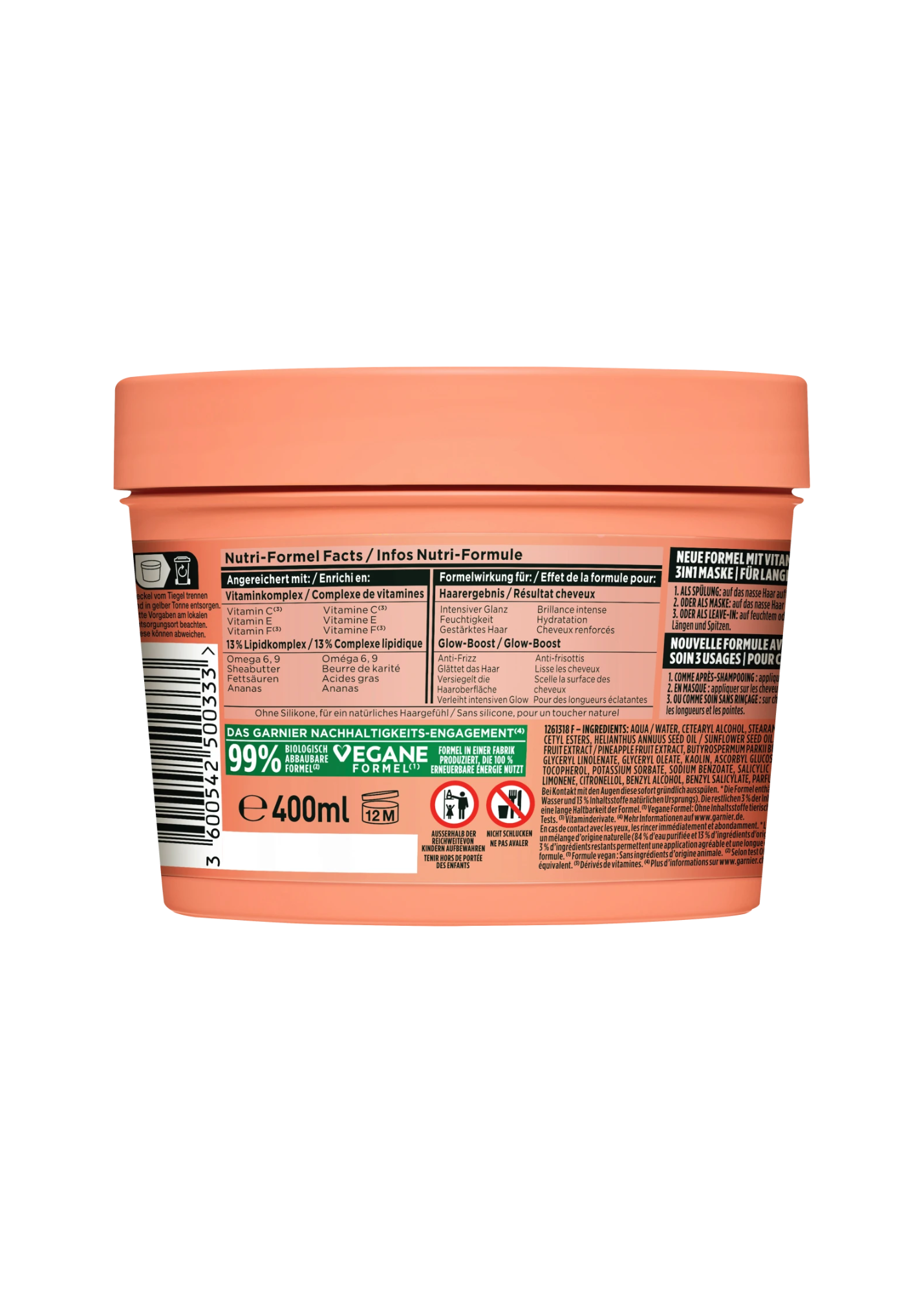 Haarkur Ananas Hair Food 3in1 Maske, 400 ml