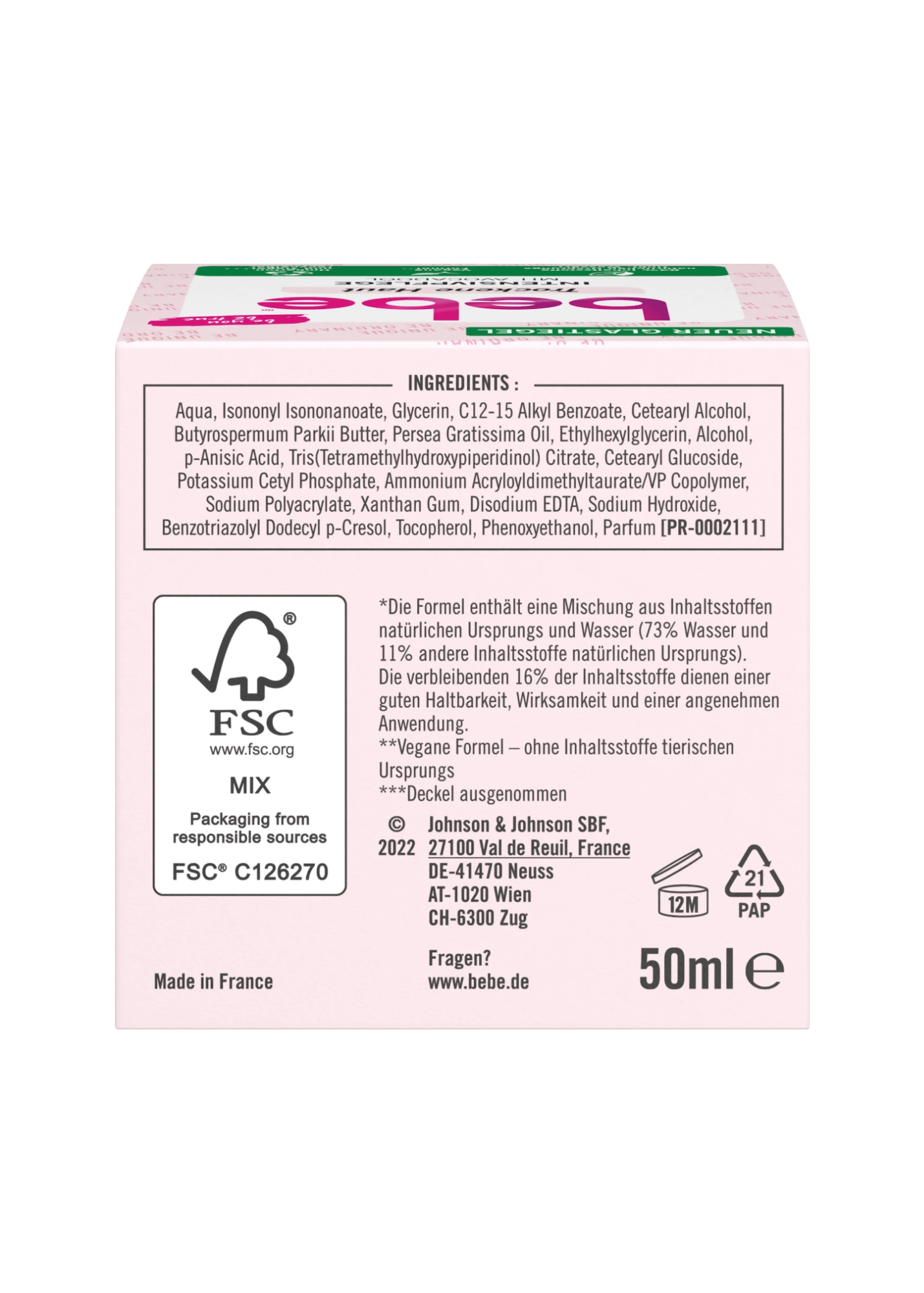 bebe Gesichtscreme Intensive Pflege, 50 ml