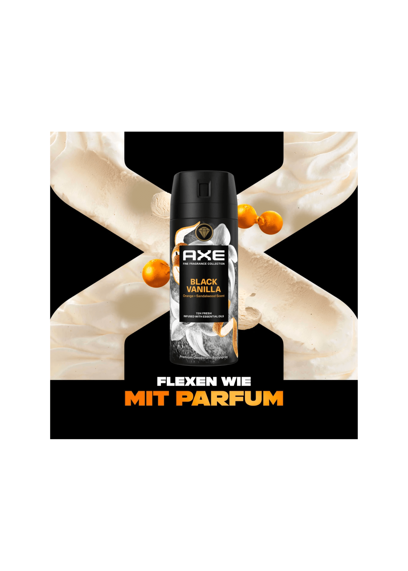 Bodyspray Deodorant Black Vanilla Orange & Sandalwood Scent, 150 ml