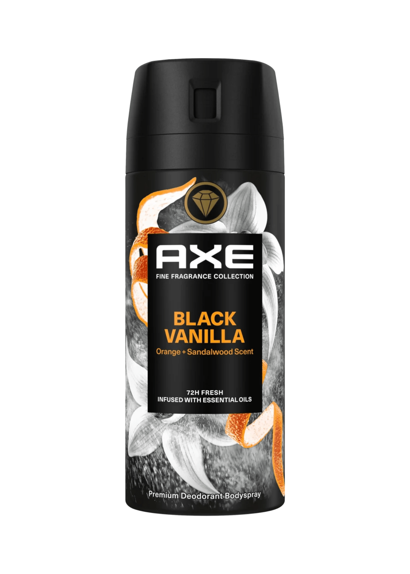 Bodyspray Deodorant Black Vanilla Orange & Sandalwood Scent, 150 ml