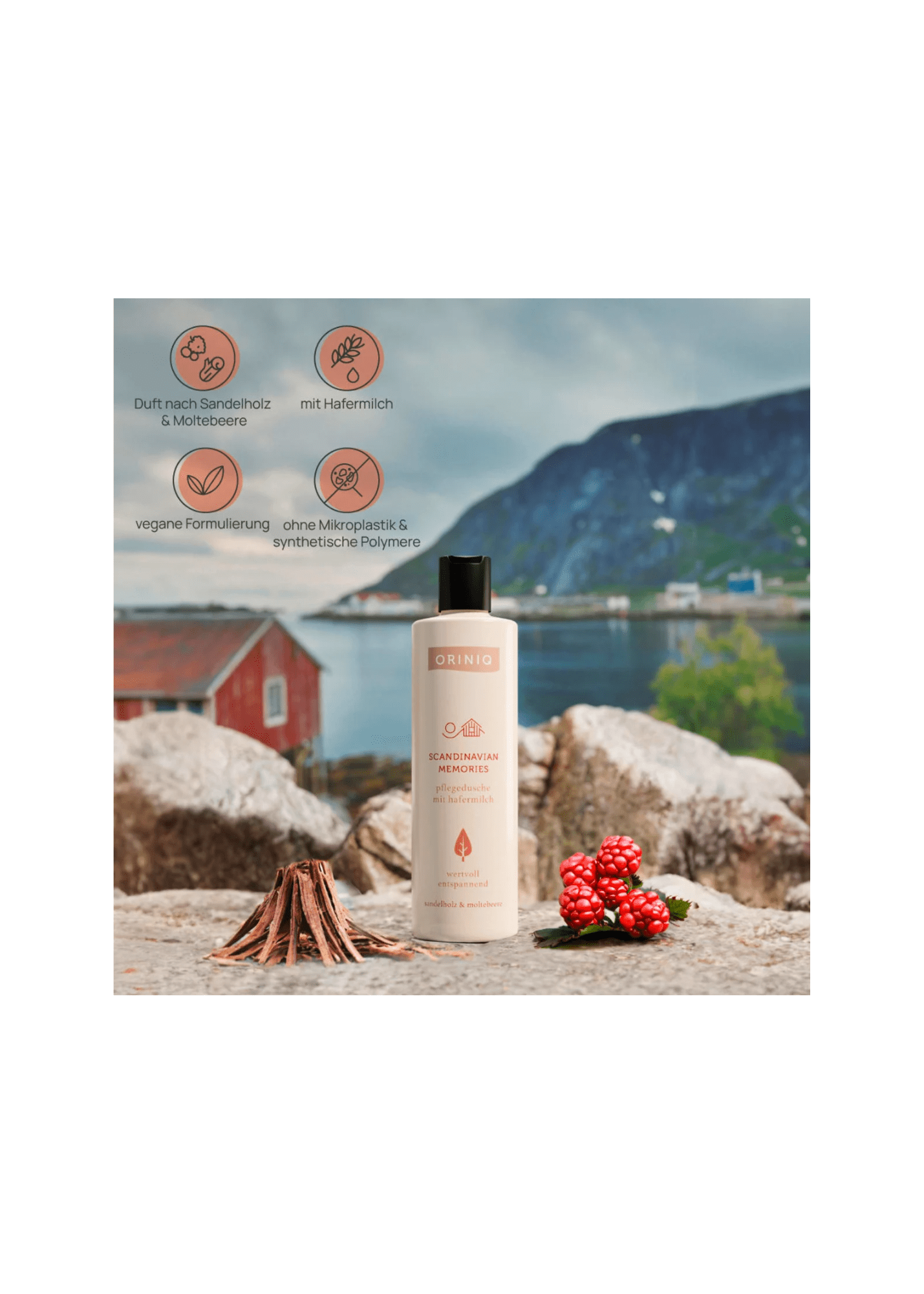 Douche nourrissante Souvenirs Scandinaves au lait d'avoine, bois de santal et chicouté, 250 ml