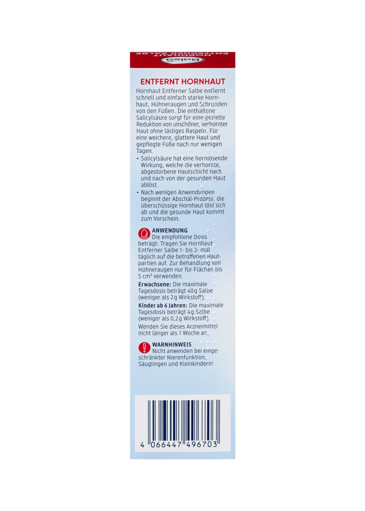 Fußcreme Hornhautentferner Salbe, 50 g